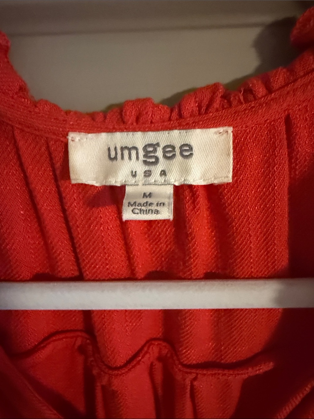 Umgee Red Peasant Blouse with Tassel Ties - Picture 2 of 5